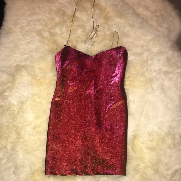 SOLD.AREA NYC Crystal Choker iridescent Dress - Picture 5 of 8